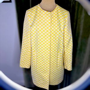 Zara Yellow and White Checkered Blazer